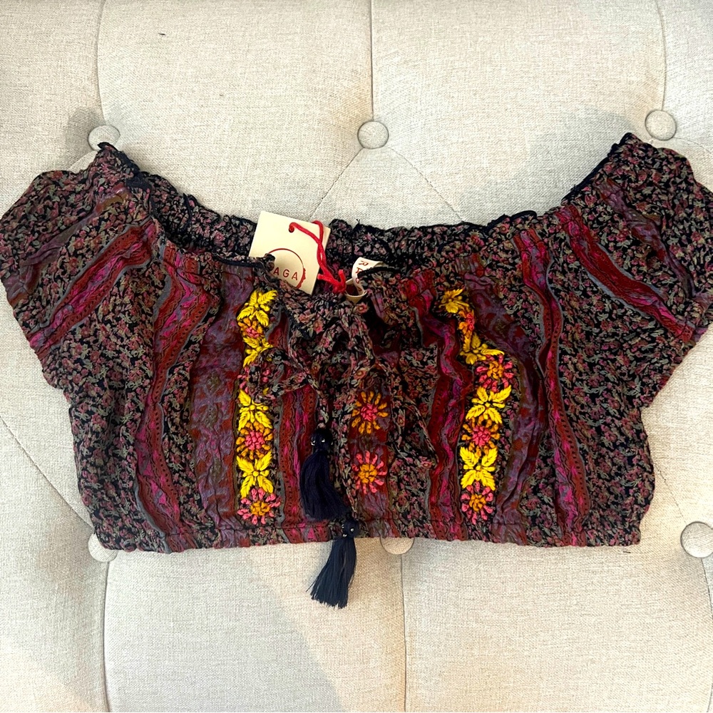 Raga Anthropologie NEW embroidered crop top